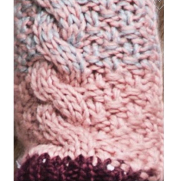 (18)New Ruggine Multicolor Stripe Chunky Cable Knit Mittens Faux Fur Lining - Picture 4 of 5